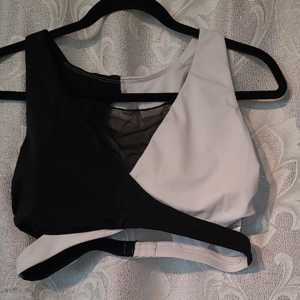 Swimsuits For All Black and White Asymmetrical Tank One Piece